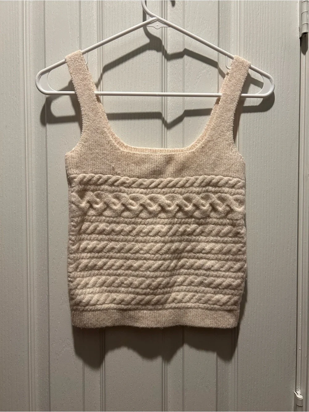 J. Crew Cream Cable-Detail Button Cardigan with matching tank top sweater